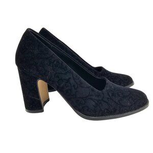 Jessica Black Velvet Chunky Block Heel, Size 7